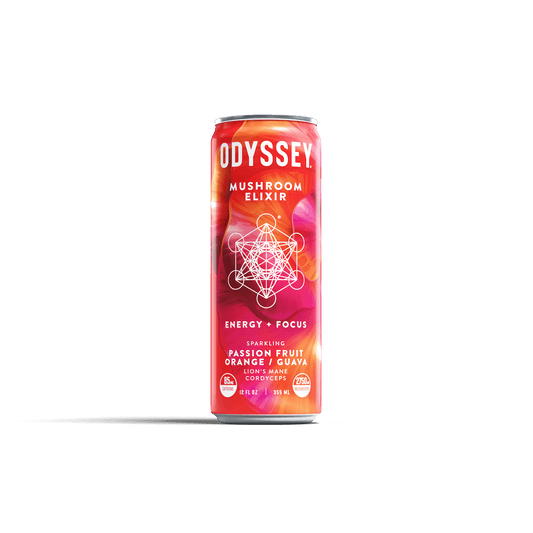 Passion Fruit Orange Guava Sparkling Mushroom Energy Drink 12 Pack by OdysseyElixir