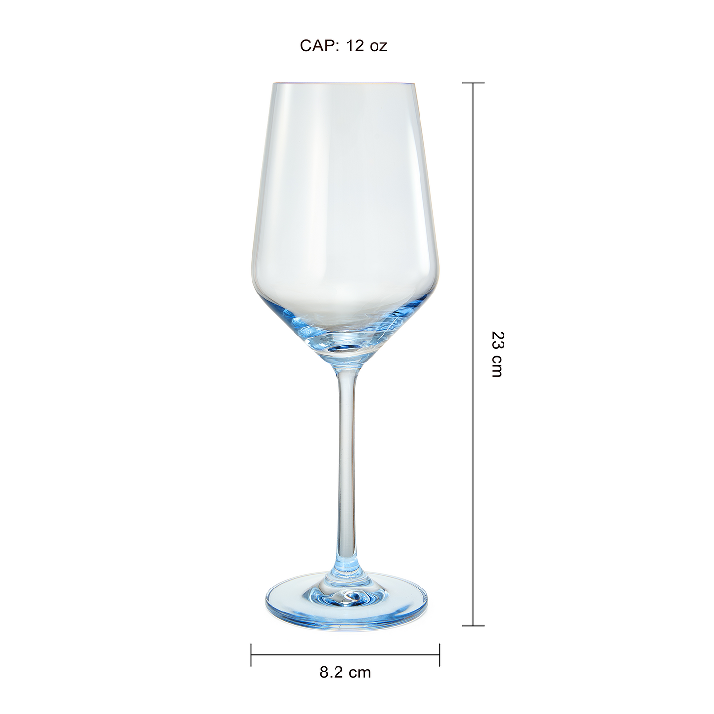 Winter Blue Colored Crystal Wine Glass 12 oz Set of 6 (Shades Of Blue)