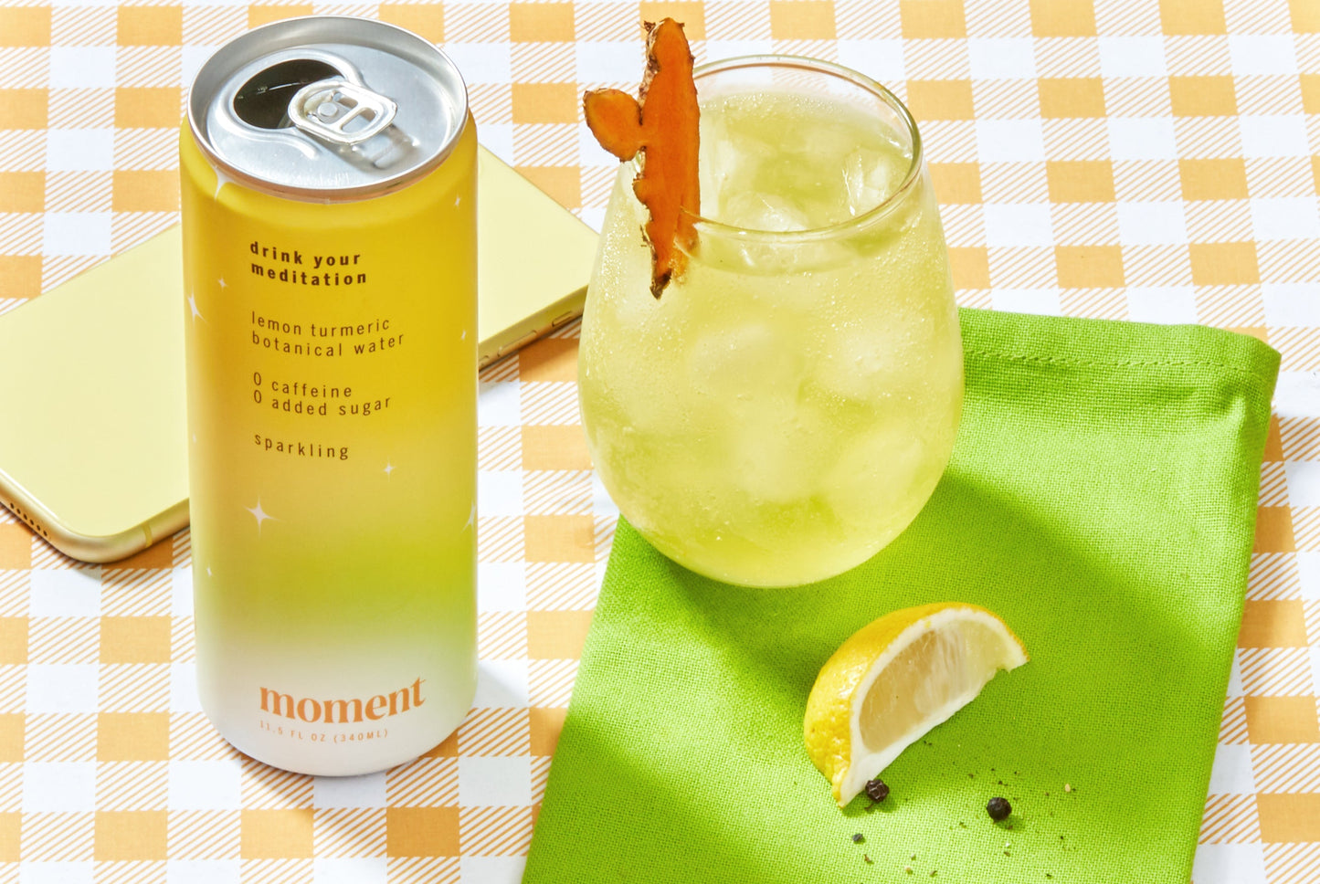 Moment Lemon Turmeric Adaptogen Drink 12 Pack -Drink Your Meditation