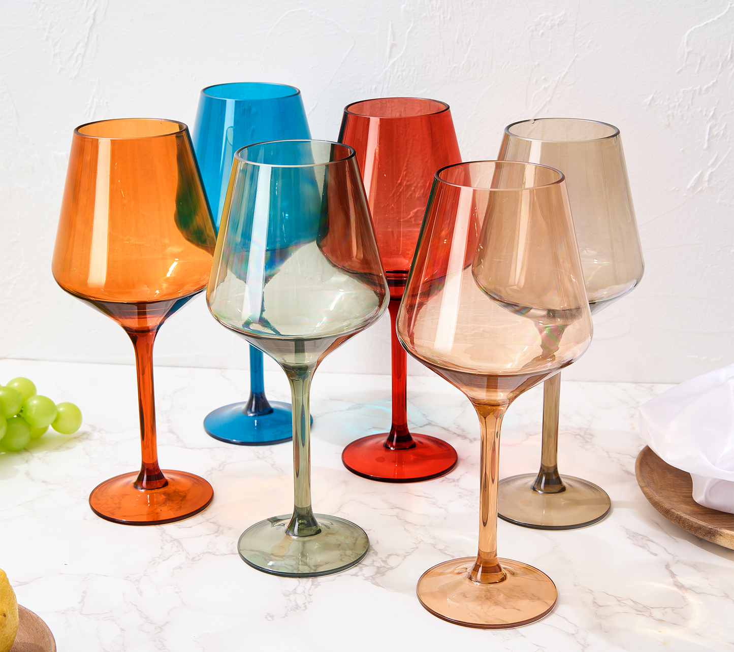 The Wine Savant Stemmed Acrylic Glasses Wine Glasses 15 oz Set of 6