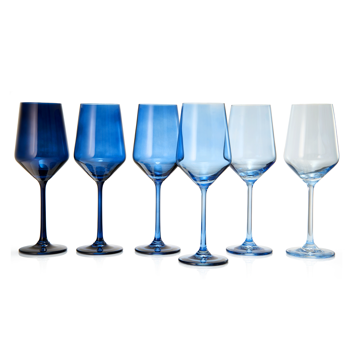 Winter Blue Colored Crystal Wine Glass 12 oz Set of 6 (Shades Of Blue)