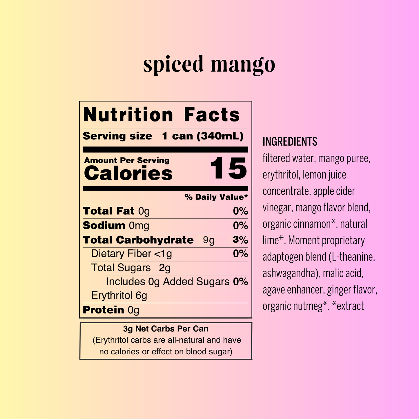 Moment Spiced Mango Adaptogen Drink 12 Pack- Drink Your Meditation