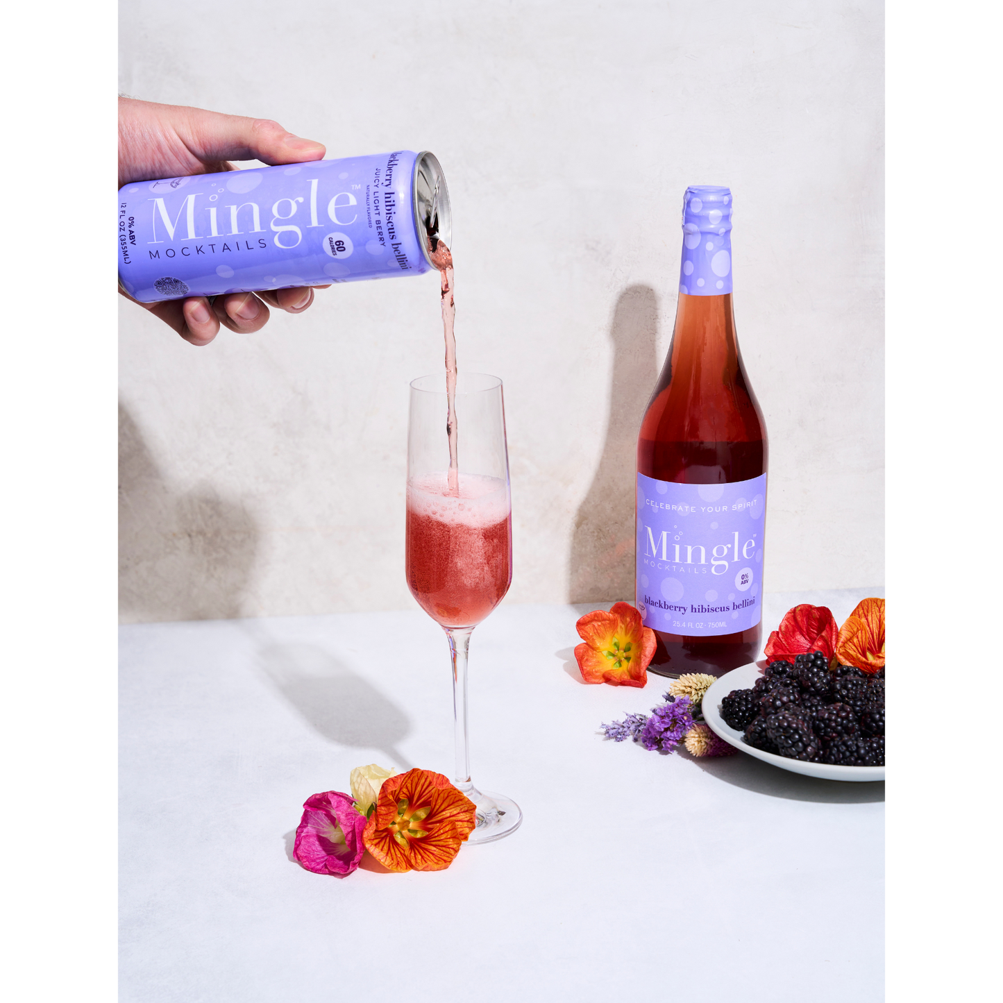 Mingle Mocktails Blackberry Hibiscus Bellini - Non Alcoholic Beverages