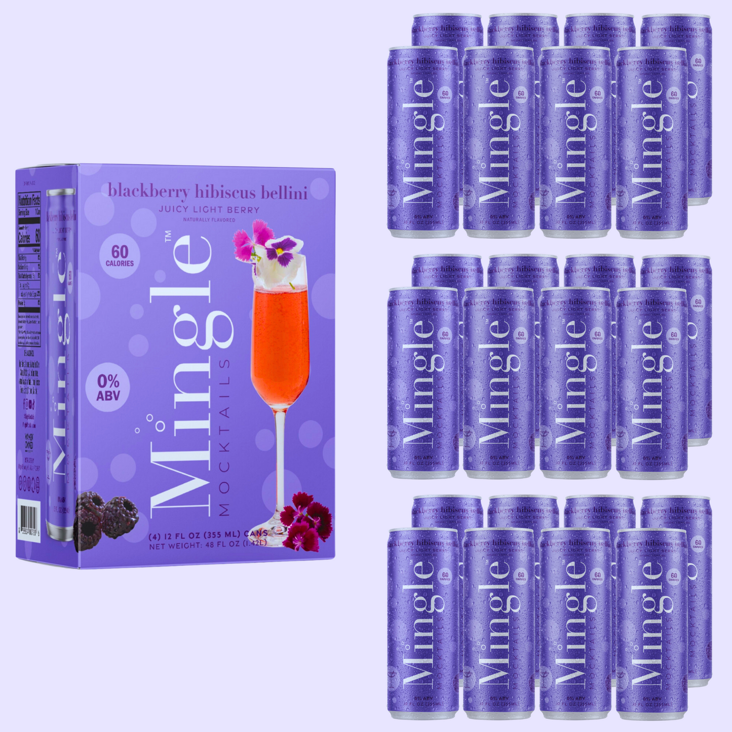 Mingle Mocktails Blackberry Hibiscus Bellini - Non Alcoholic Beverages