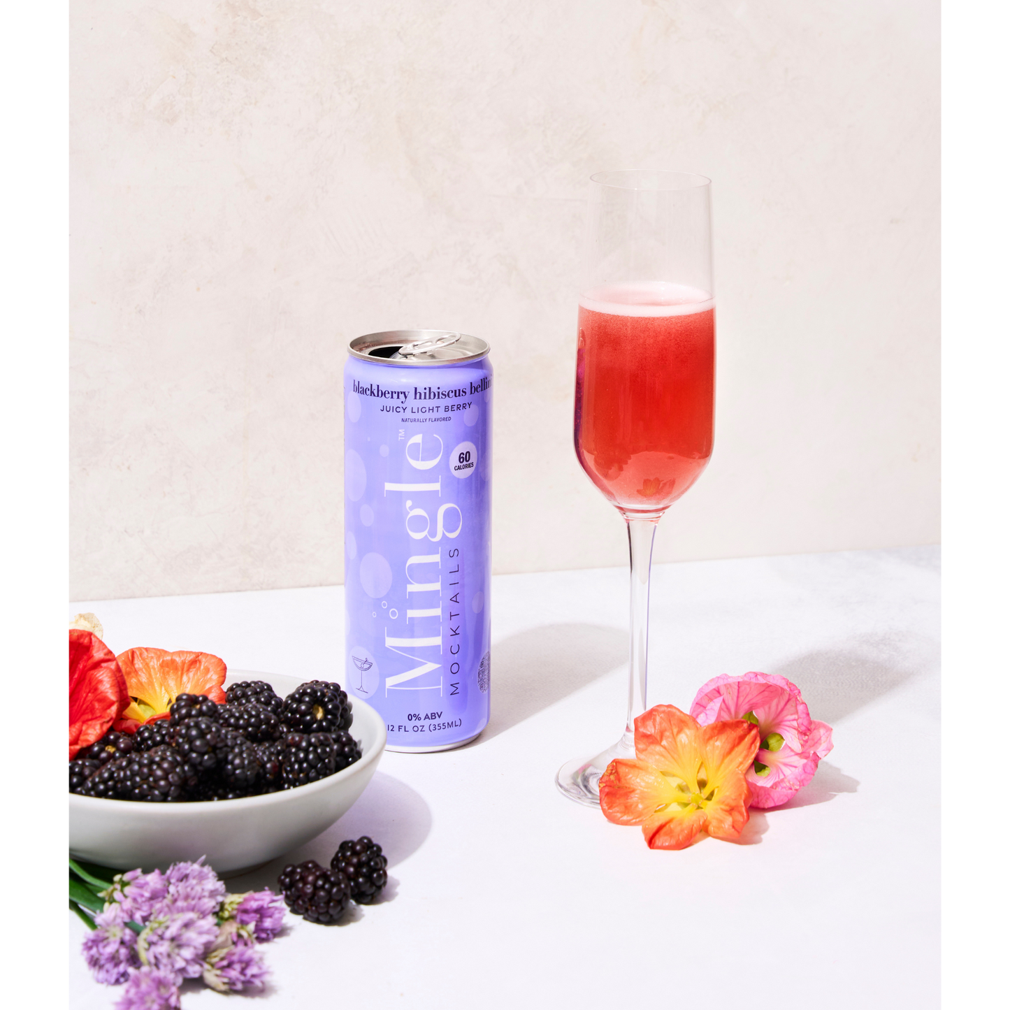 Mingle Mocktails Blackberry Hibiscus Bellini - Non Alcoholic Beverages