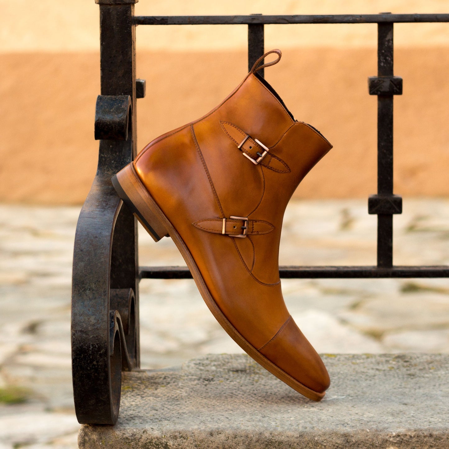 - OCTAVIAN -  Unique Handcrafted Cognac Painted Calf by Le Ruux