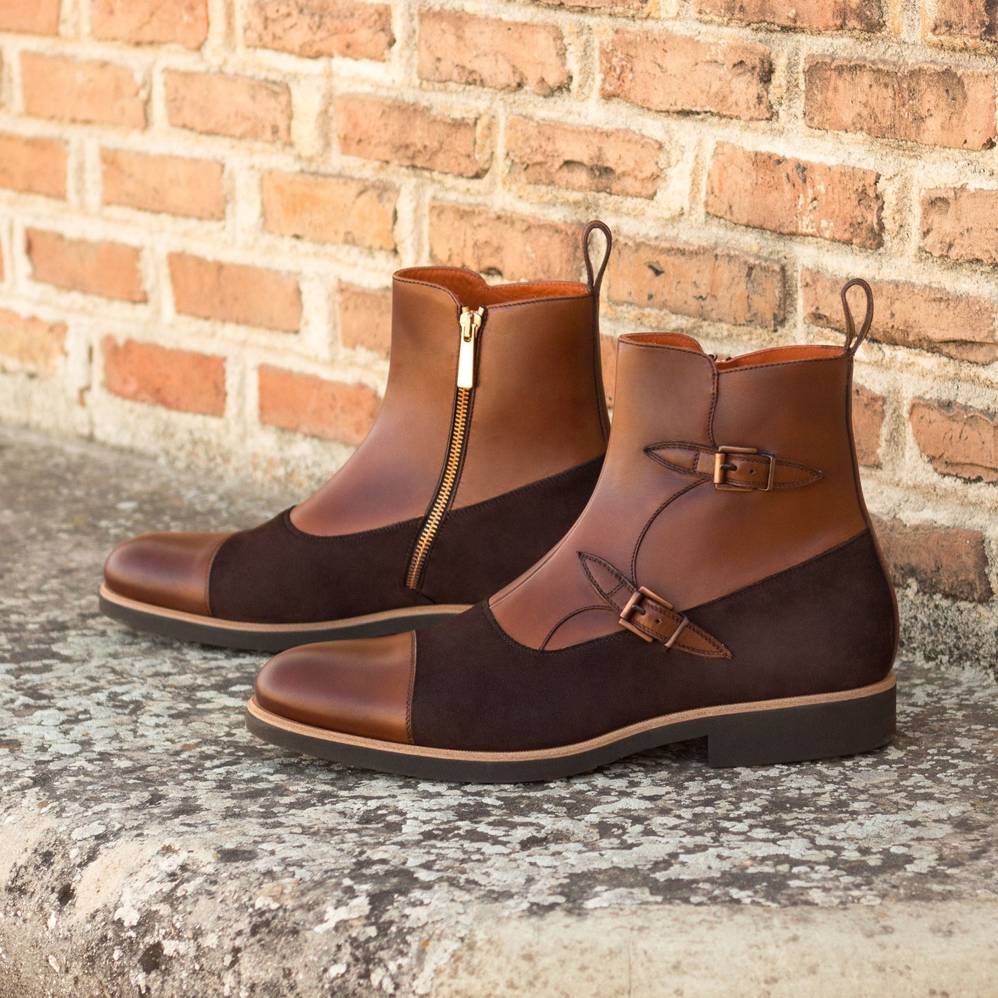 - OCTAVIAN -  Unique Handcrafted Med Brown Painted Calf by Le Ruux