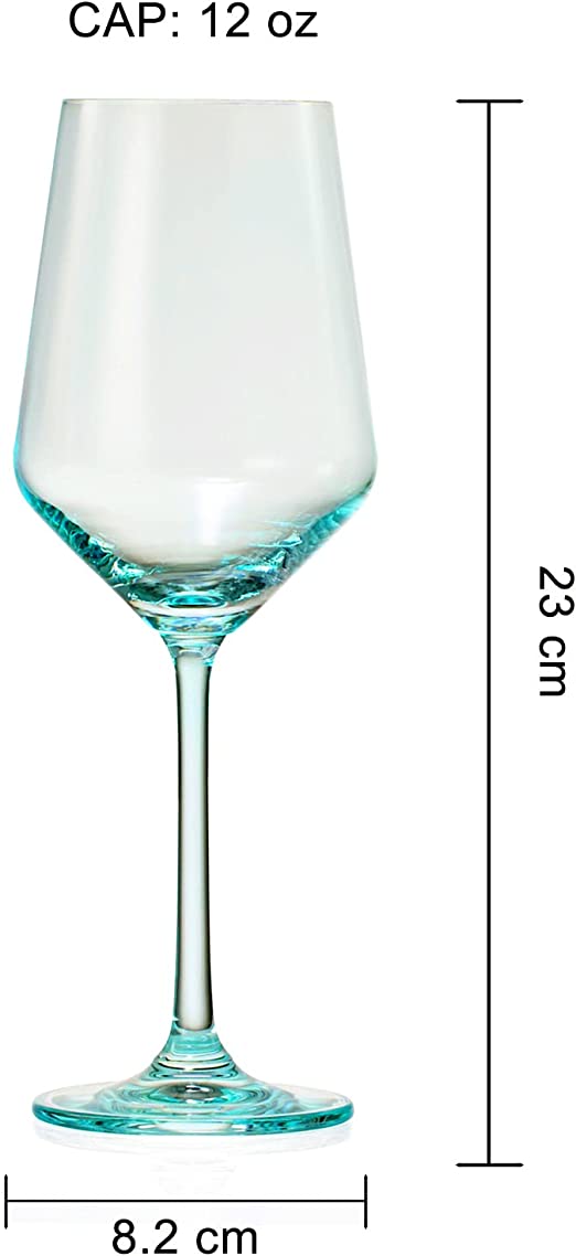 Colored Crystal Wine Glass Set of 6- 12 oz