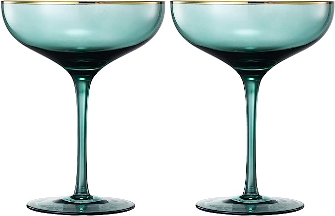 Gilded Coupe Rim Wine Glassware Set of 2 - 9oz