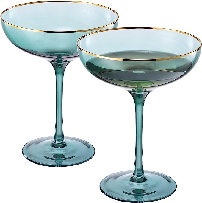 Gilded Coupe Rim Wine Glassware Set of 2 - 9oz