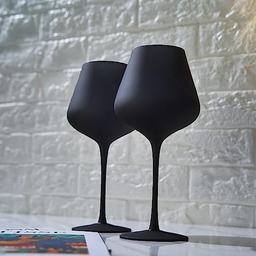 Matte Black Crystal Wine Glass - Set of 2 - 20 oz