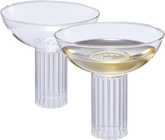 Ribbed Coupe Cocktail Glassware -Set of 2 - 8 oz