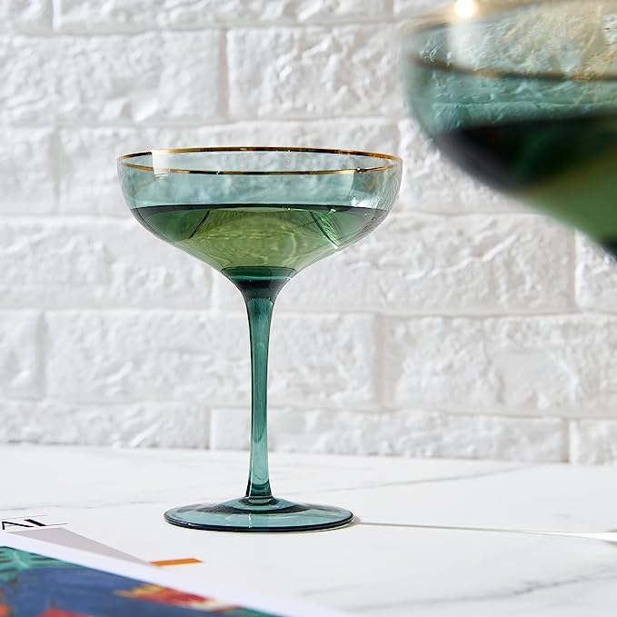 Gilded Coupe Rim Wine Glassware Set of 2 - 9oz