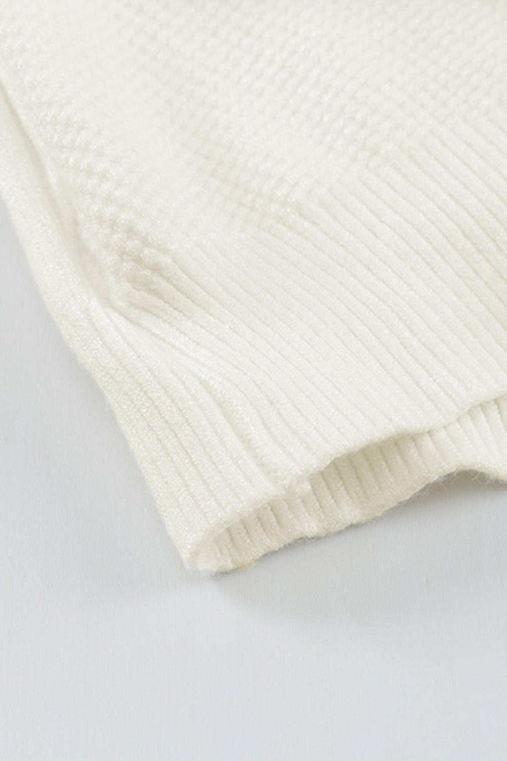 Beige Wrap V Neck Lantern Sleeve Textured Sweater by BYNES NEW YORK | Apparel & Accessories
