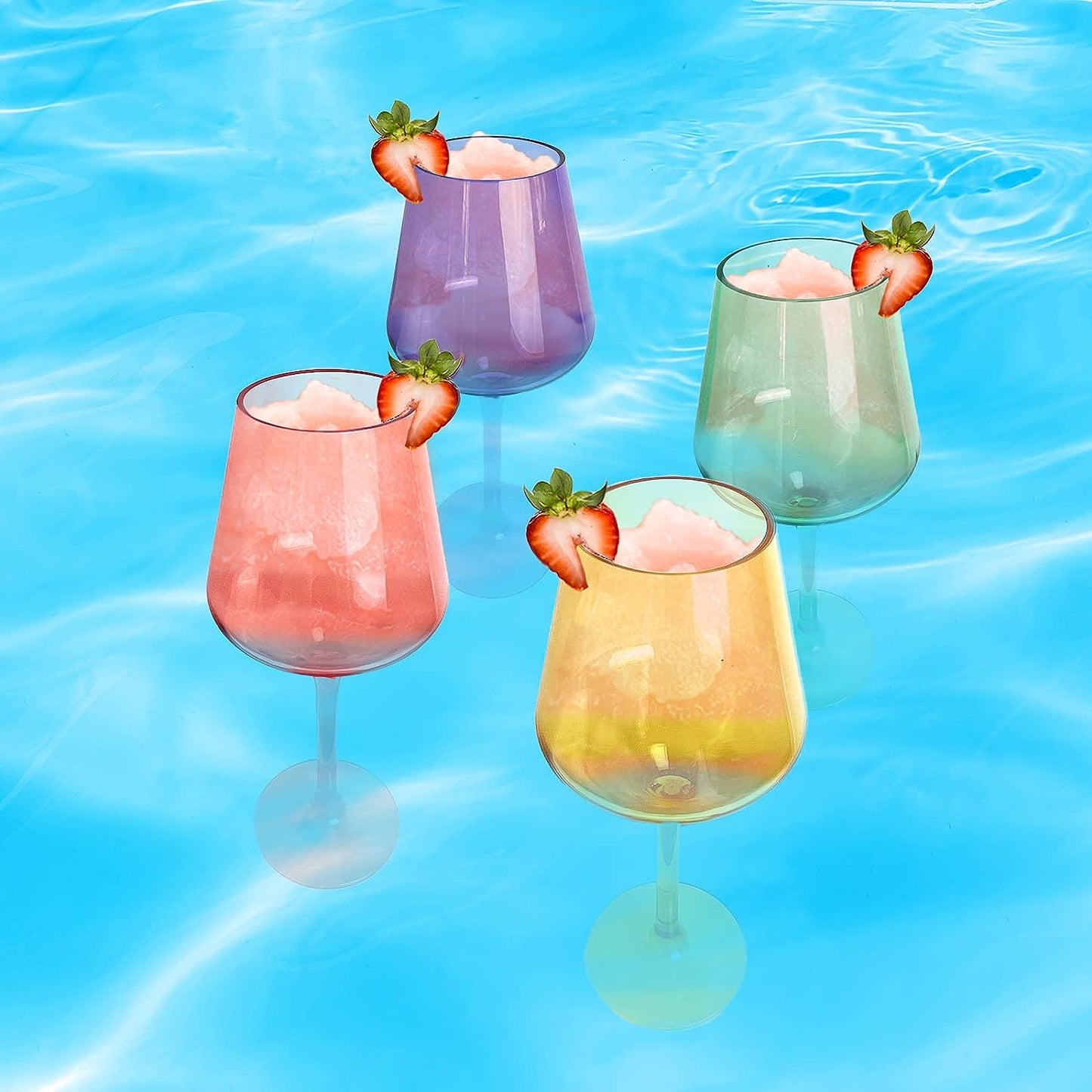 Floating Wine Glasses for Pool - Set of 2-15 OZ Shatterproof