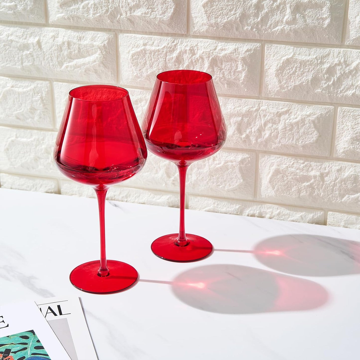 Christmas Holiday Red Colored Crystal Wine Glass Set of 20oz