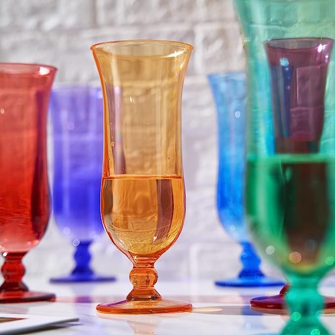 Shatterproof Color Hurricane Glasses Set of 6- 14 oz