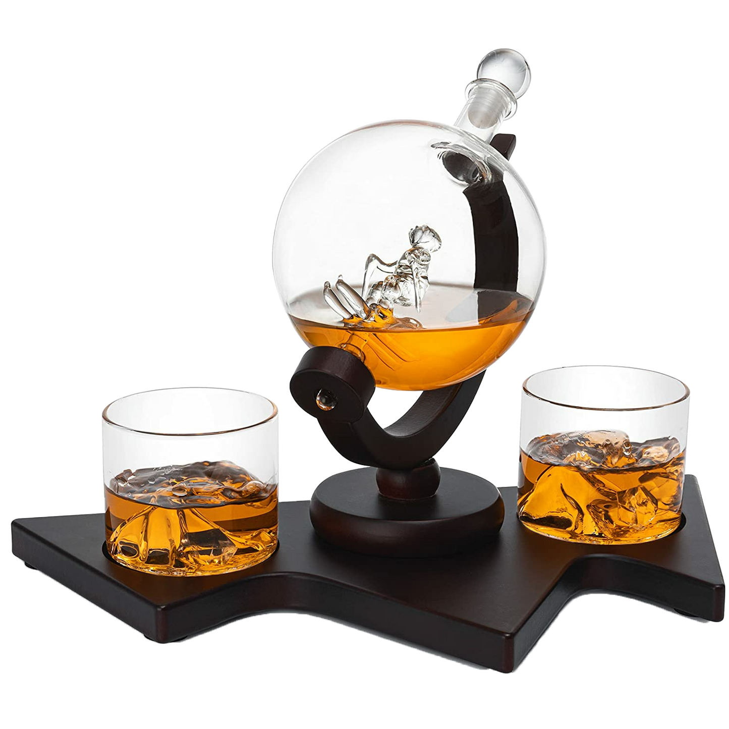 Ski Wine and Whiskey Decanter & Glass Set