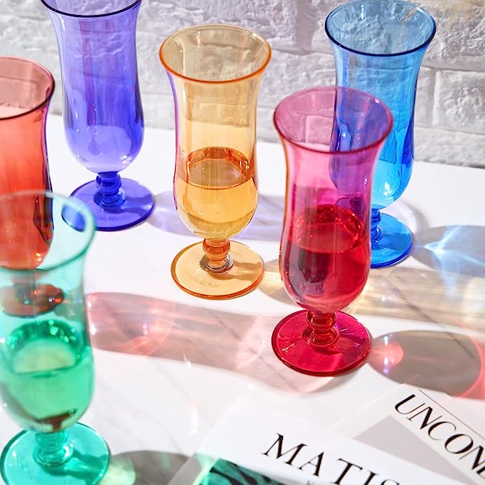 Shatterproof Color Hurricane Glasses Set of 6- 14 oz