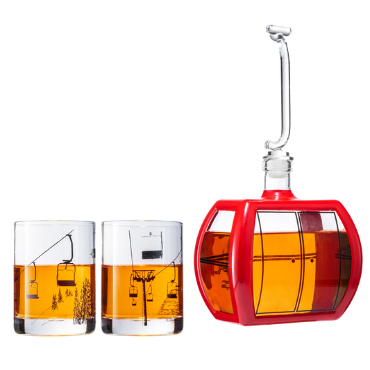 Ski Mountain Gondola Decanter & Glass Set