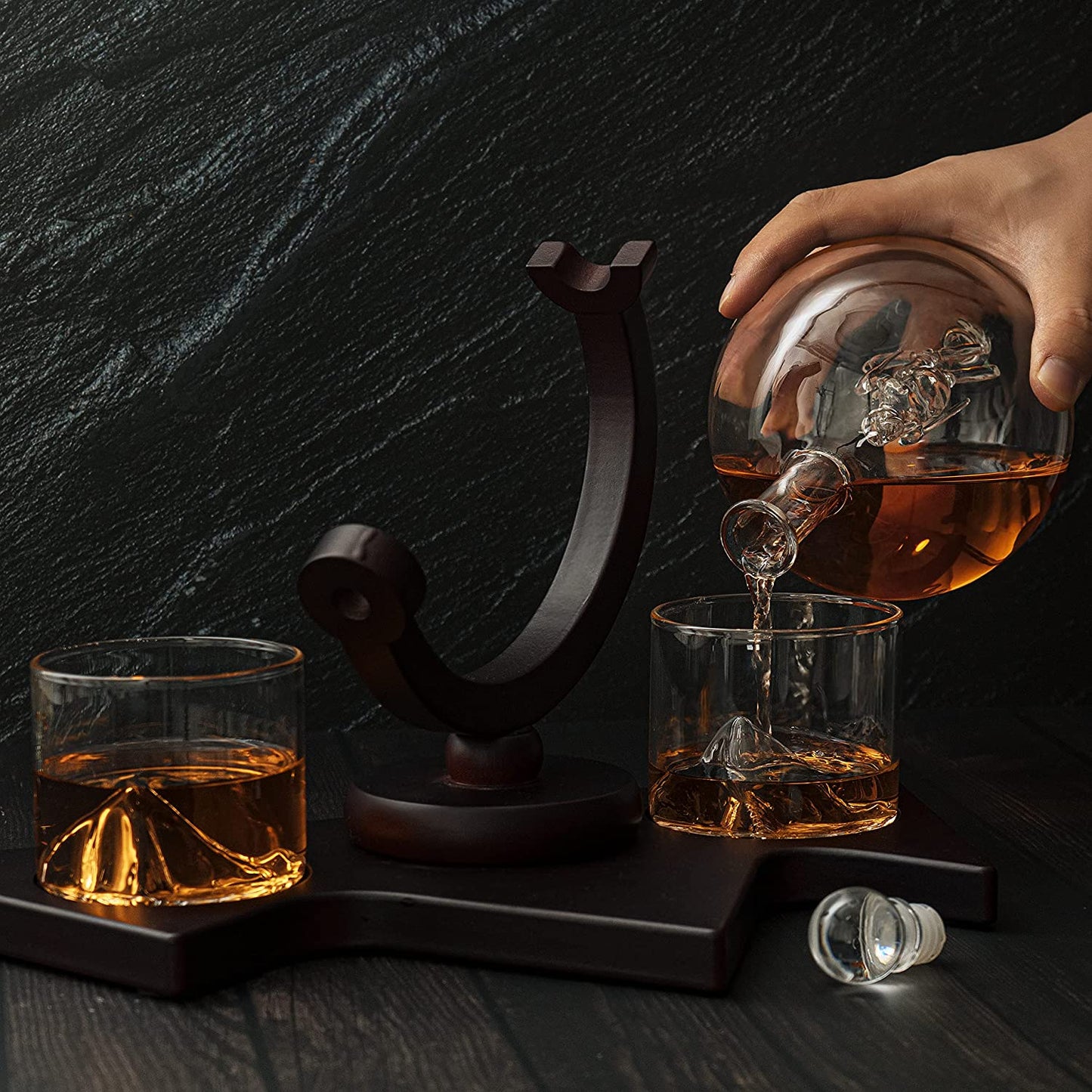 Ski Wine and Whiskey Decanter & Glass Set