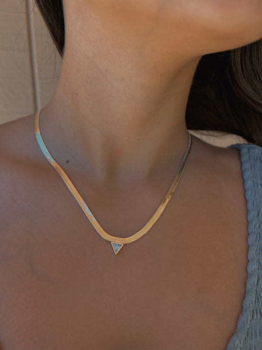 Herringbone Chain with Triangle Gem