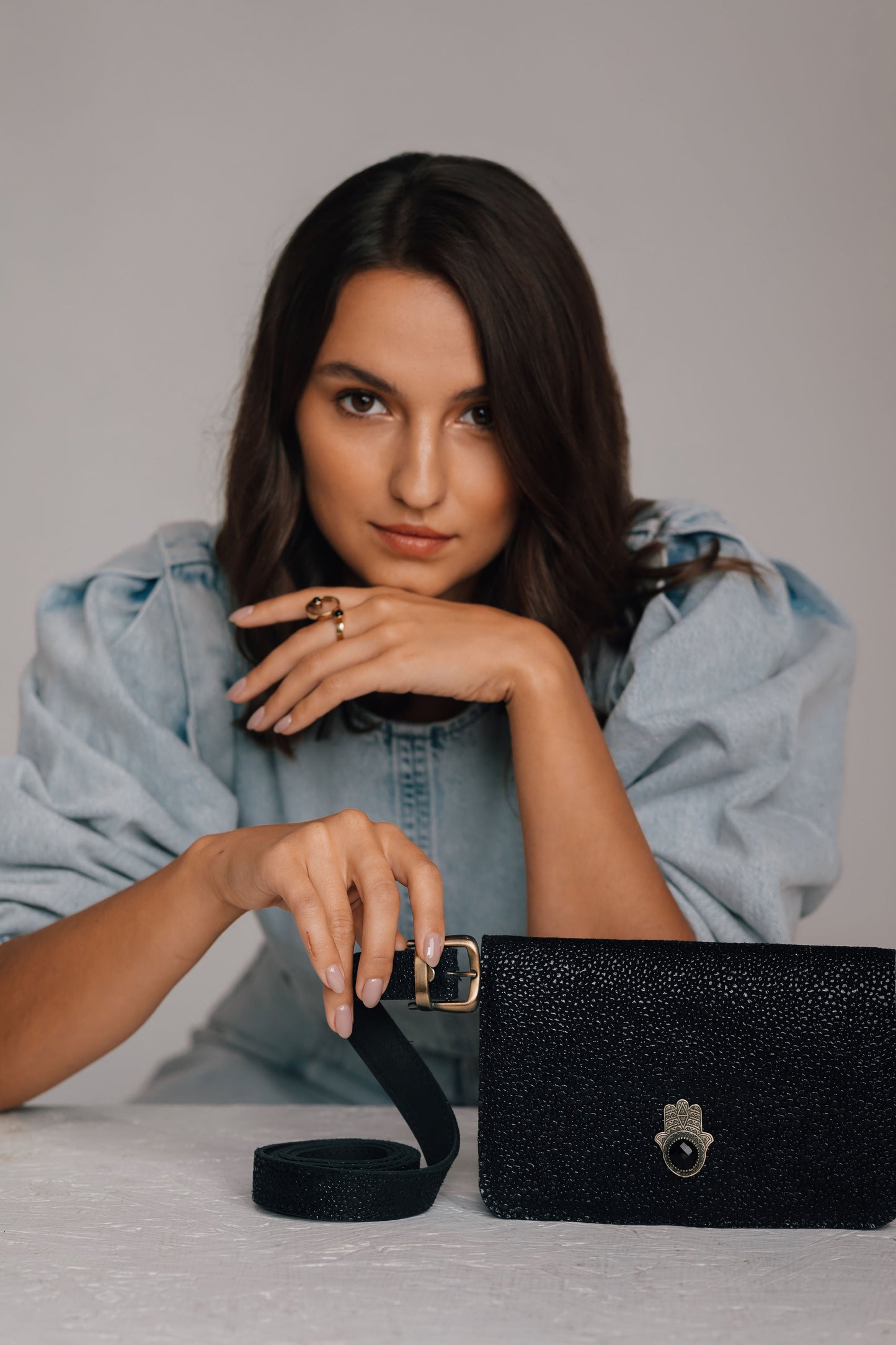 Ink leather 3-in-1 beltbag by BYNES NEW YORK