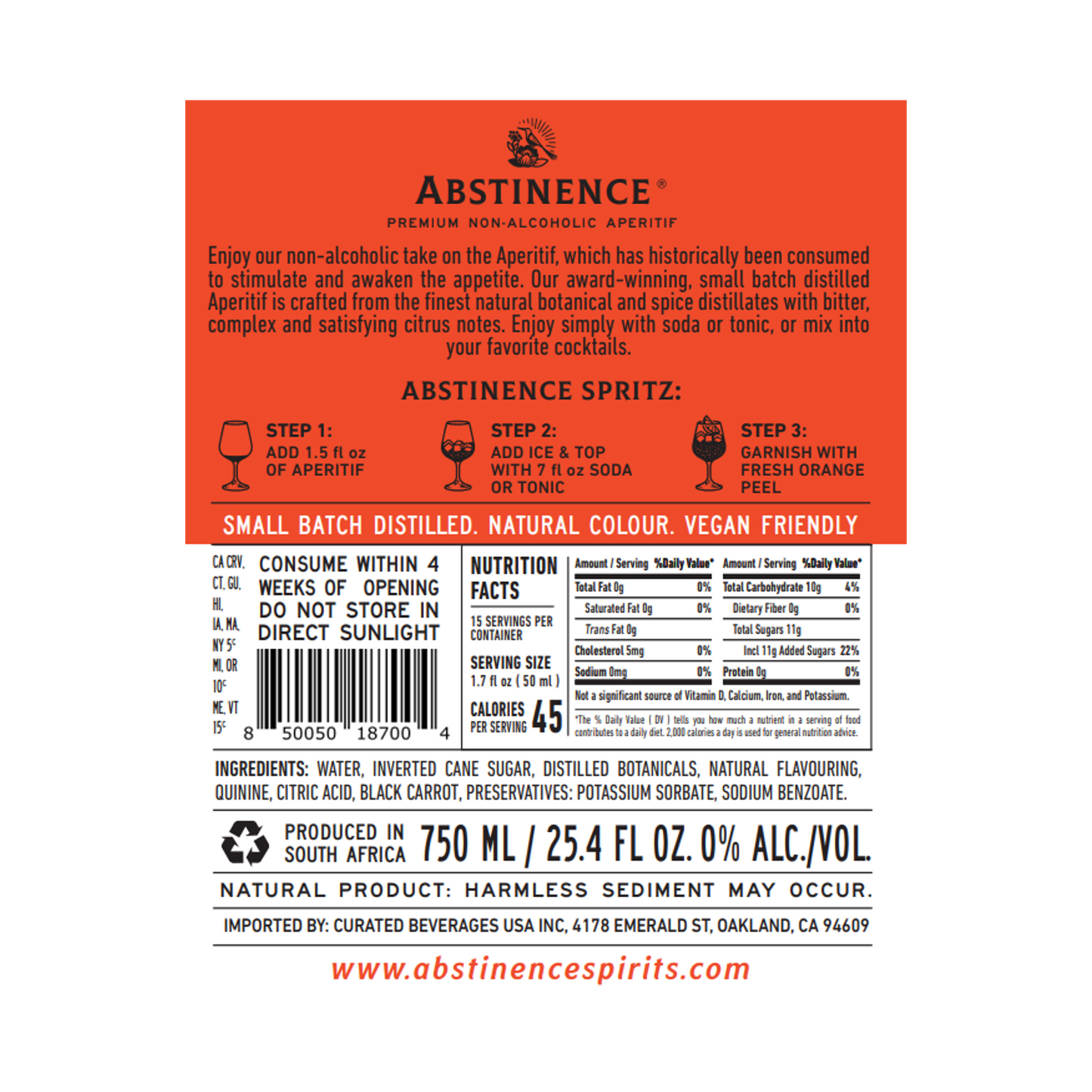 Blood Orange Aperitif by Abstinence Spirits