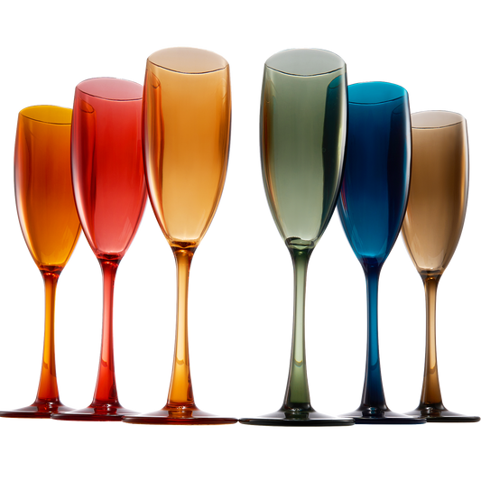 Shatterproof Pastel Color Acrylic Champagne Flutes Glasses Set of 6  5 oz