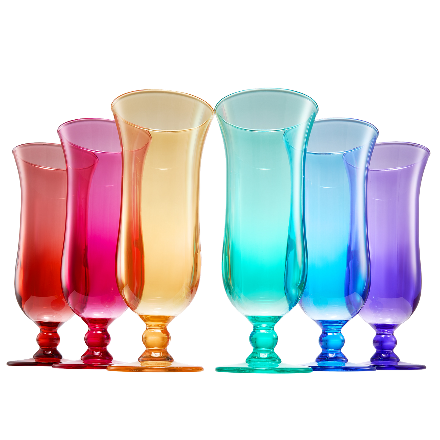 Shatterproof Color Hurricane Glasses Set of 6- 14 oz