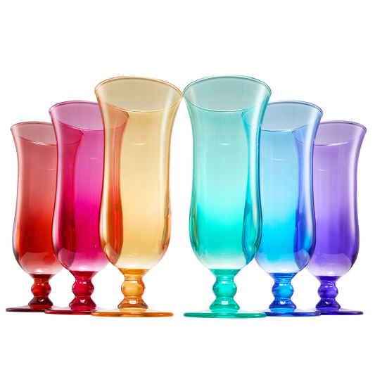Shatterproof Color Hurricane Glasses Set of 6- 14 oz