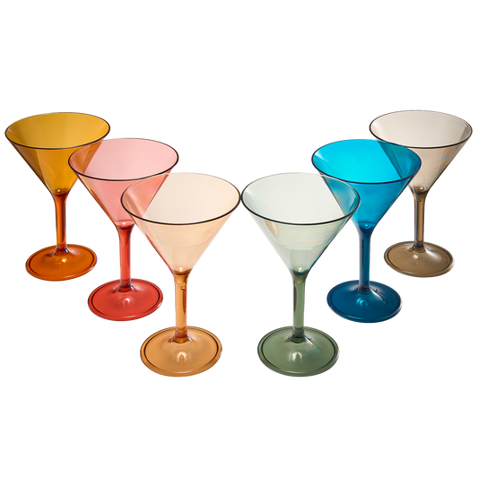 Unbreakable Pastel Color Acrylic Martini Glasses Set of 6 5 oz
