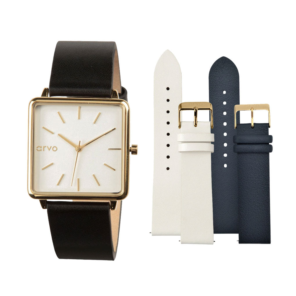 Arvo Time Squared Watch Gold Gift Set by Arvo