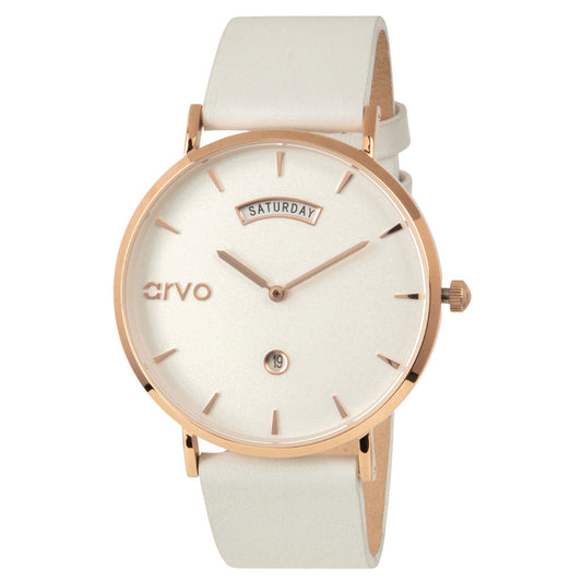 Arvo White Leather Awristacrat Watch