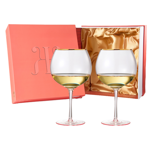 Colored Blush Pink & Gilded Rim Wine Glasses Set of 2 -23oz