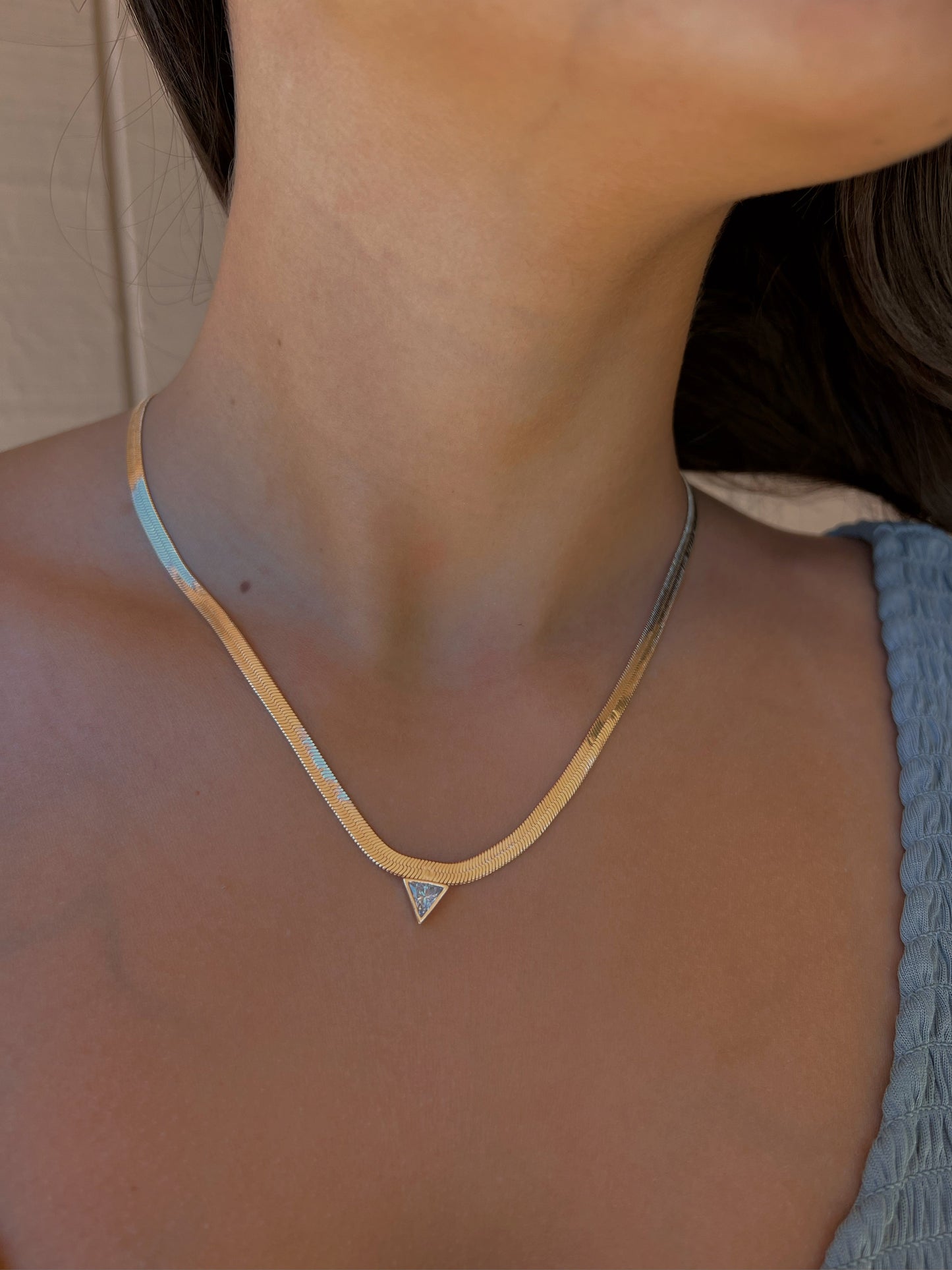 Herringbone Chain with Triangle Gem