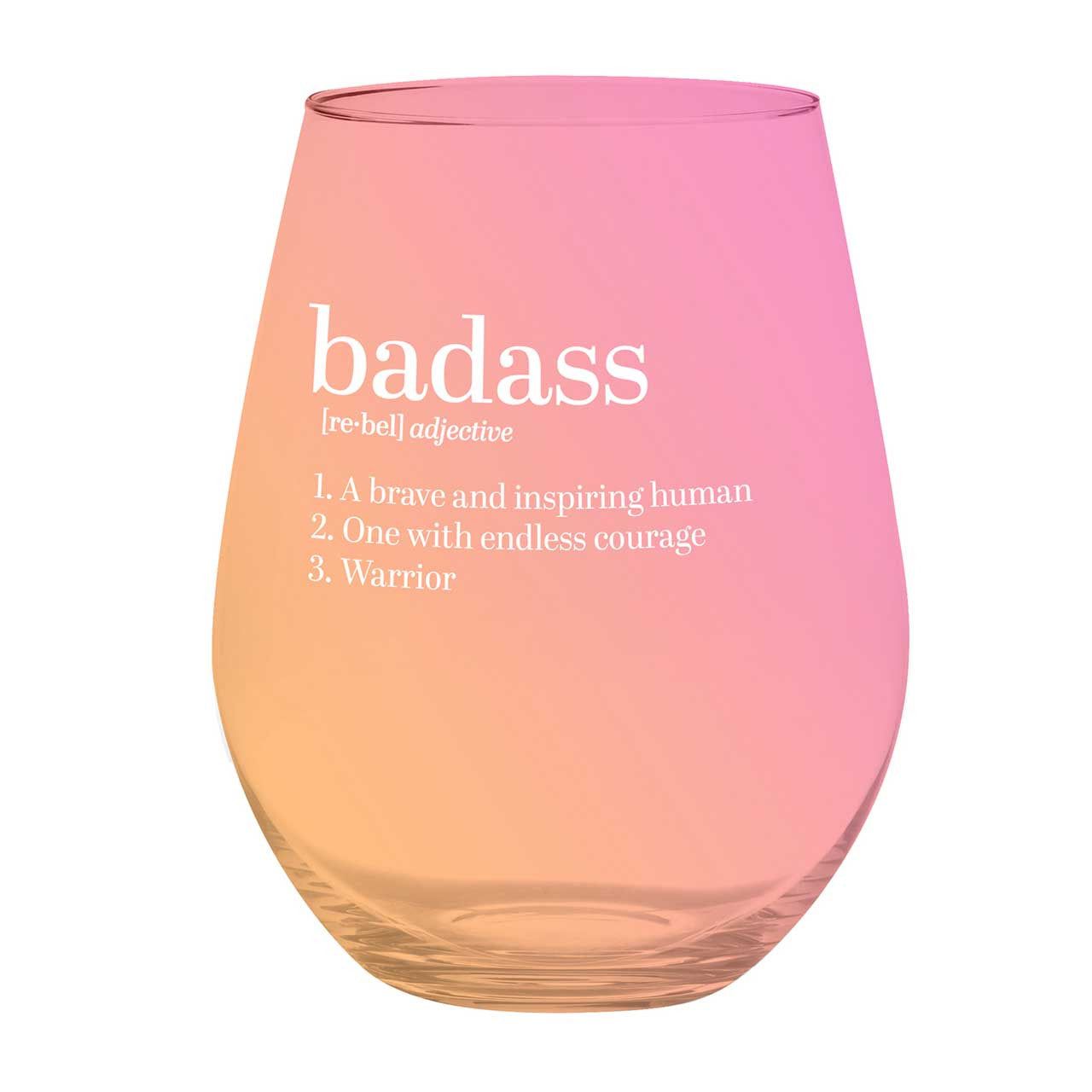 Badass Jumbo Stemless  Glass in Orange Pink Ombre 30 Oz.