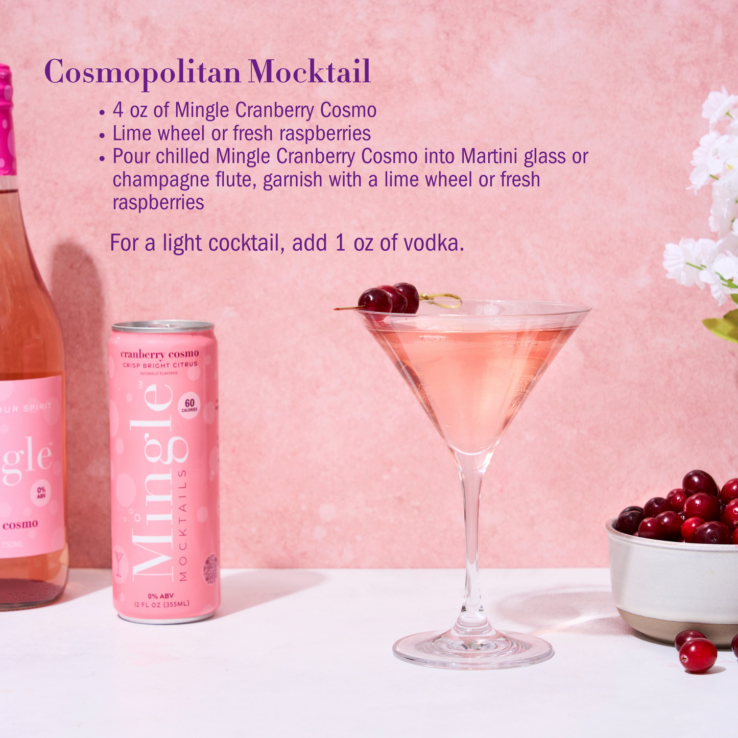 Mingle Mocktails Cranberry Cosmo- Non Alcoholic Beverages