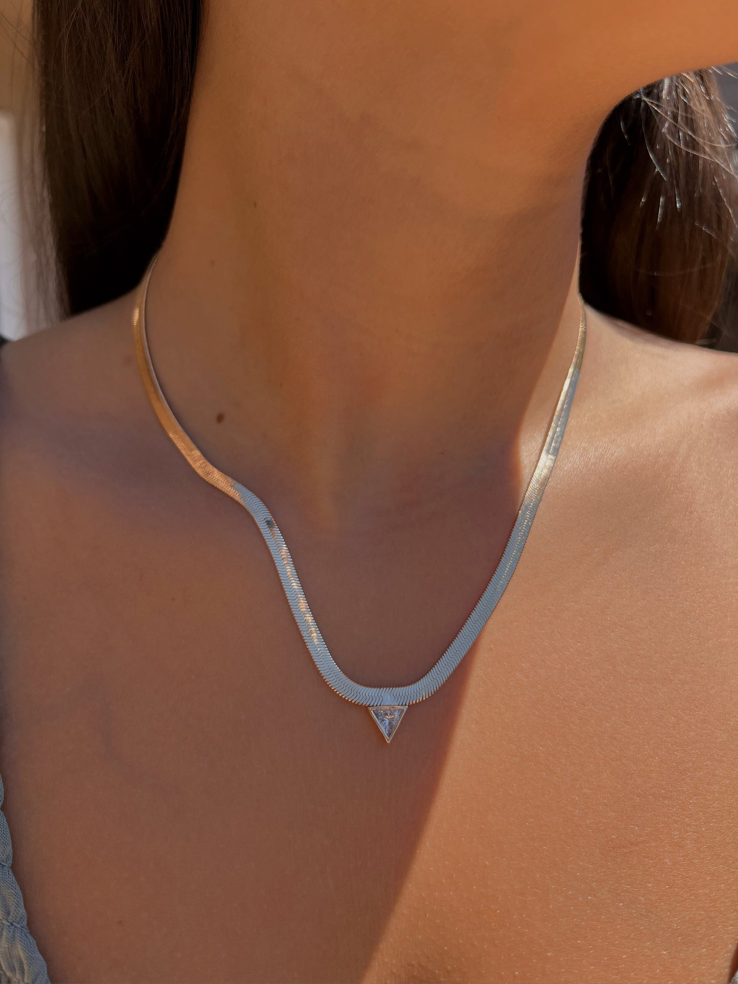 Herringbone Chain with Triangle Gem