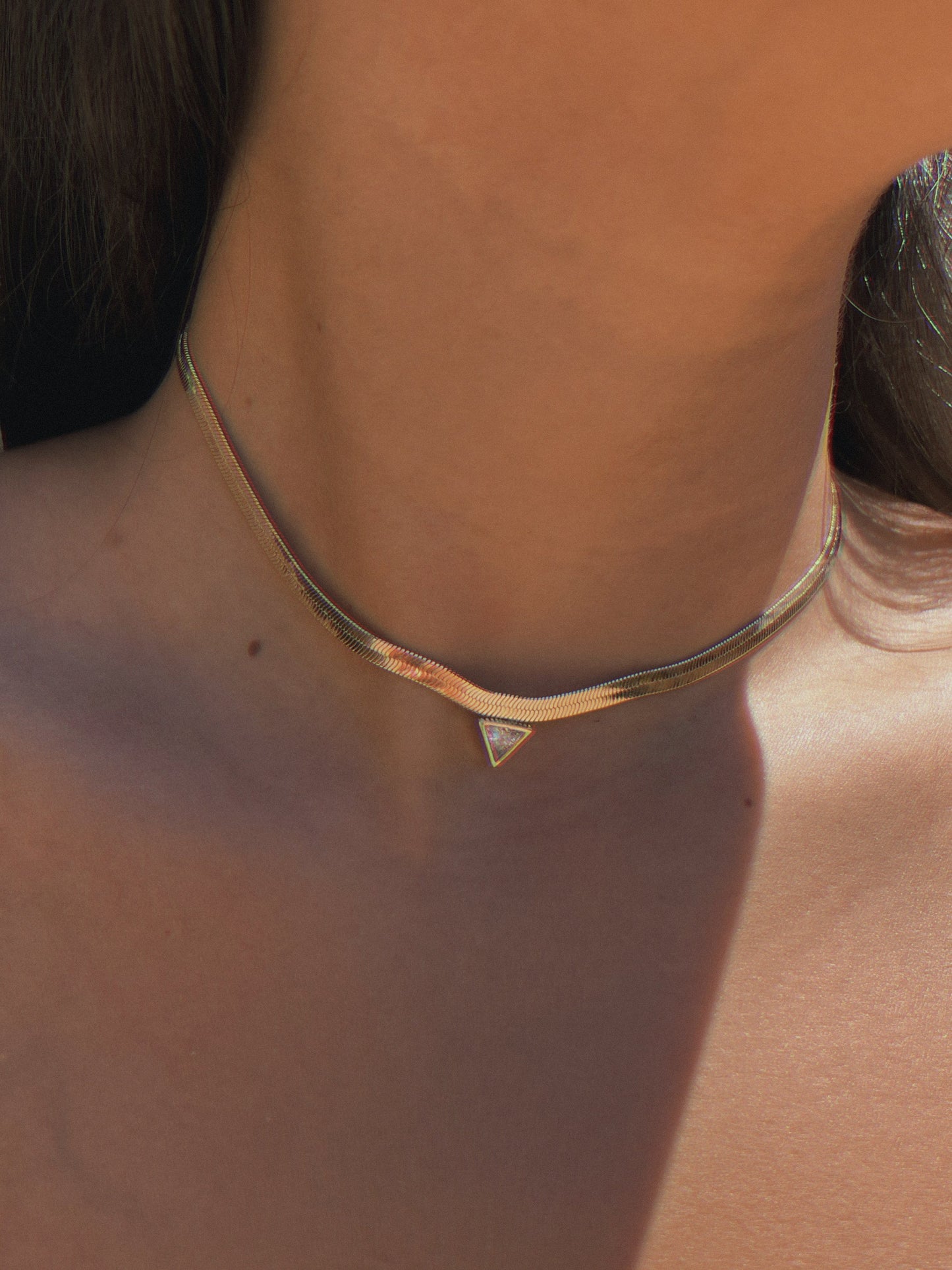 Herringbone Chain with Triangle Gem