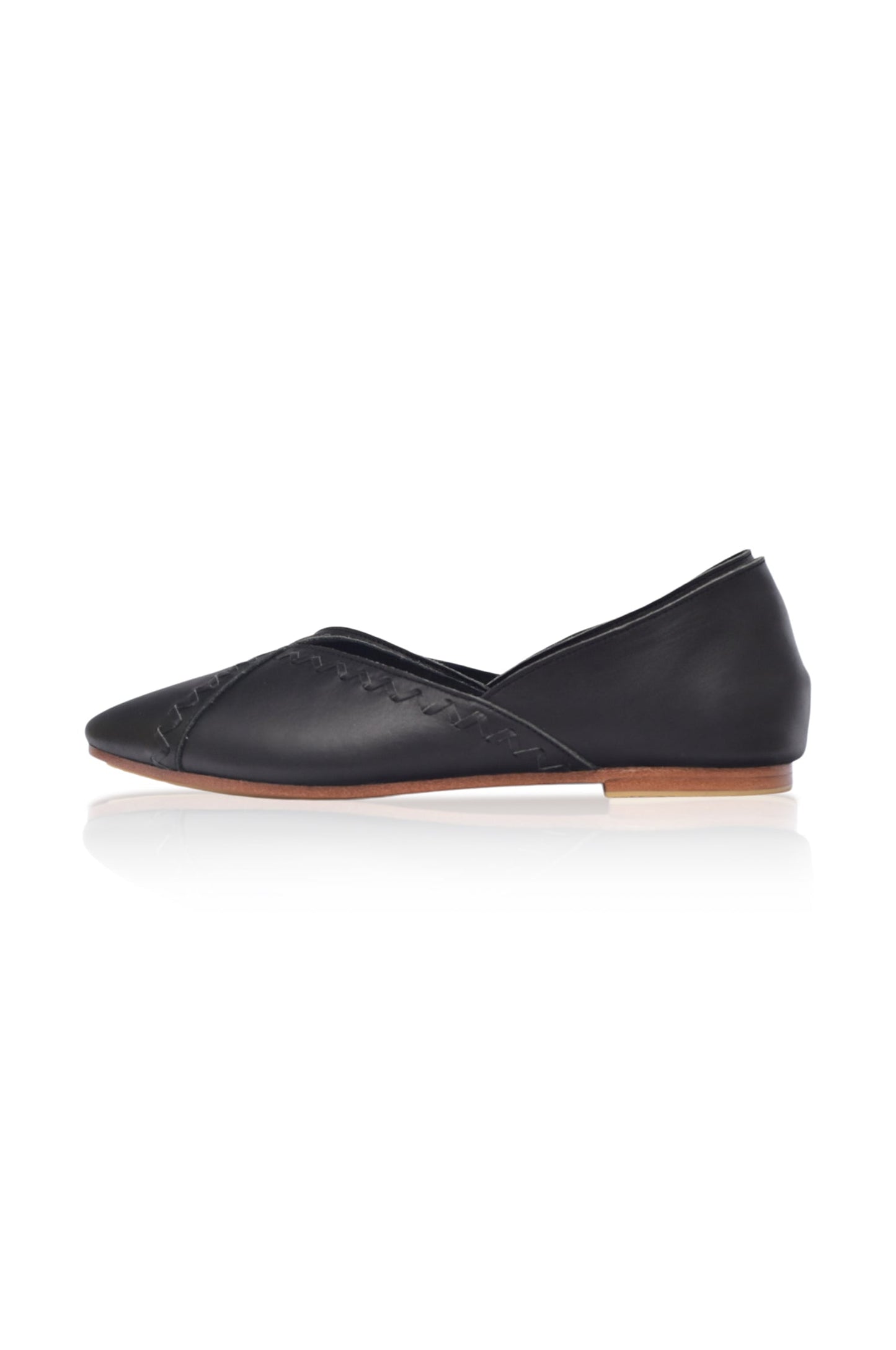 Elle Pointy Toe Leather Ballet Flats by ELF