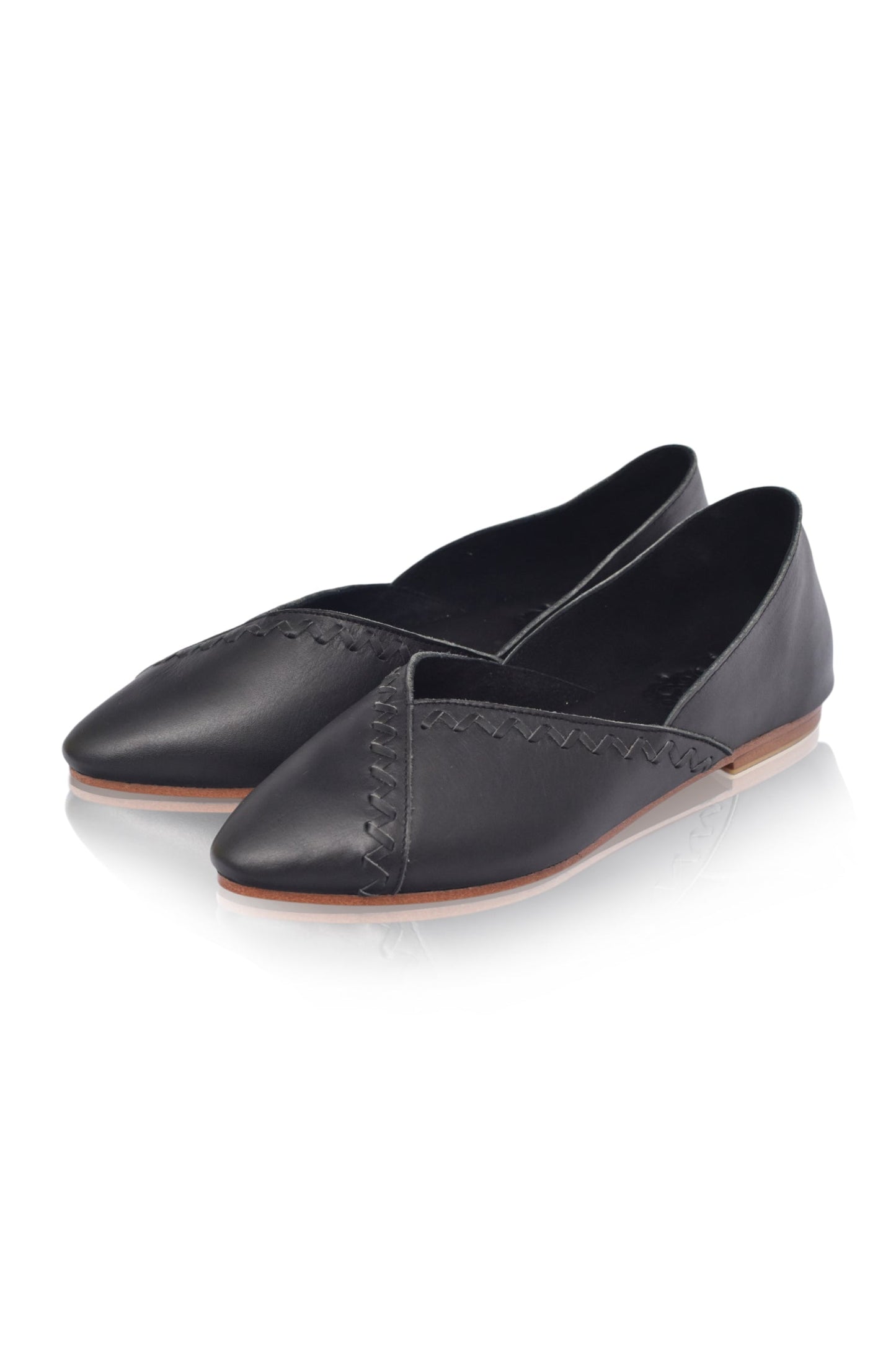 Elle Pointy Toe Leather Ballet Flats by ELF