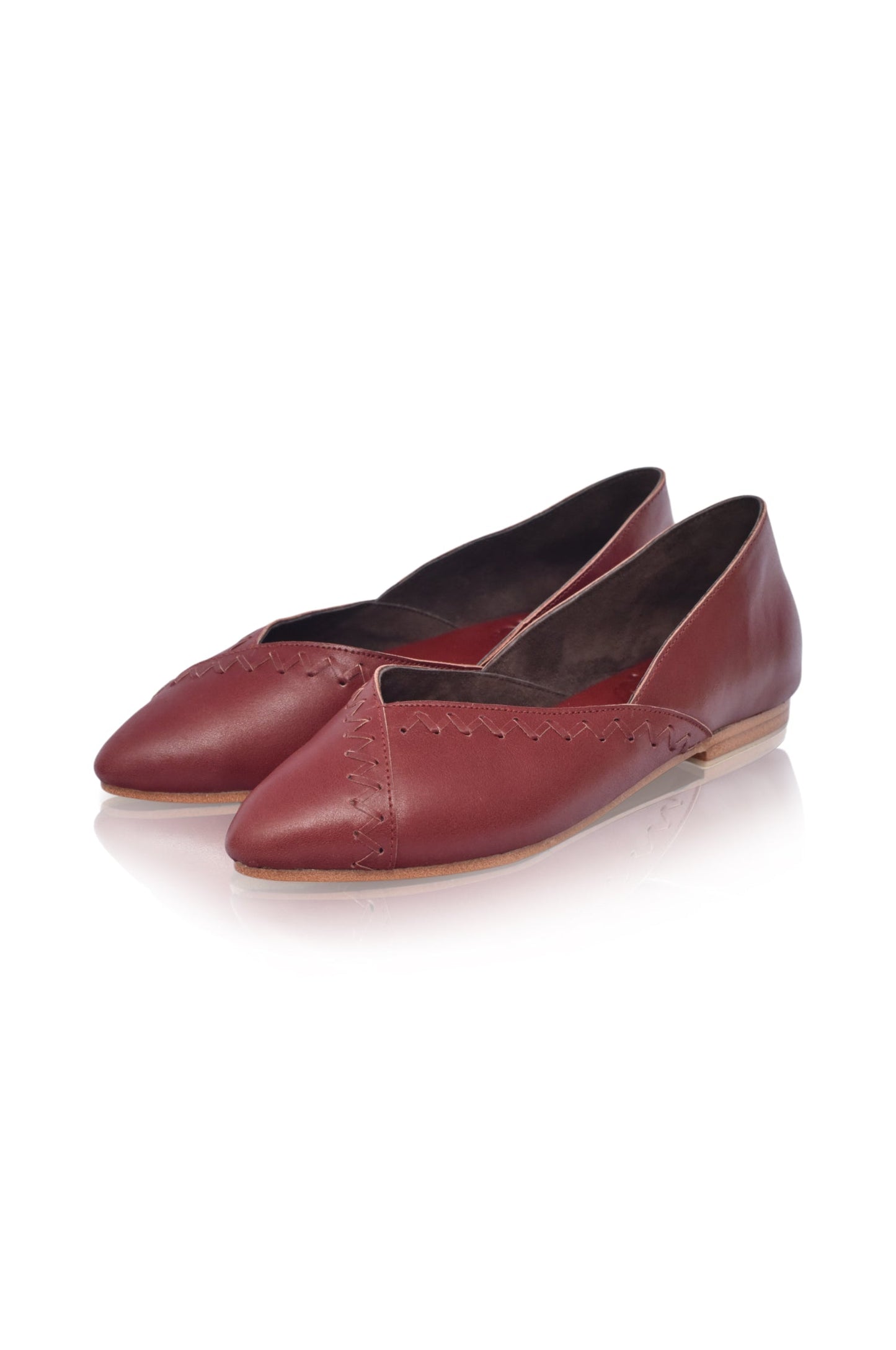 Elle Pointy Toe Leather Ballet Flats by ELF