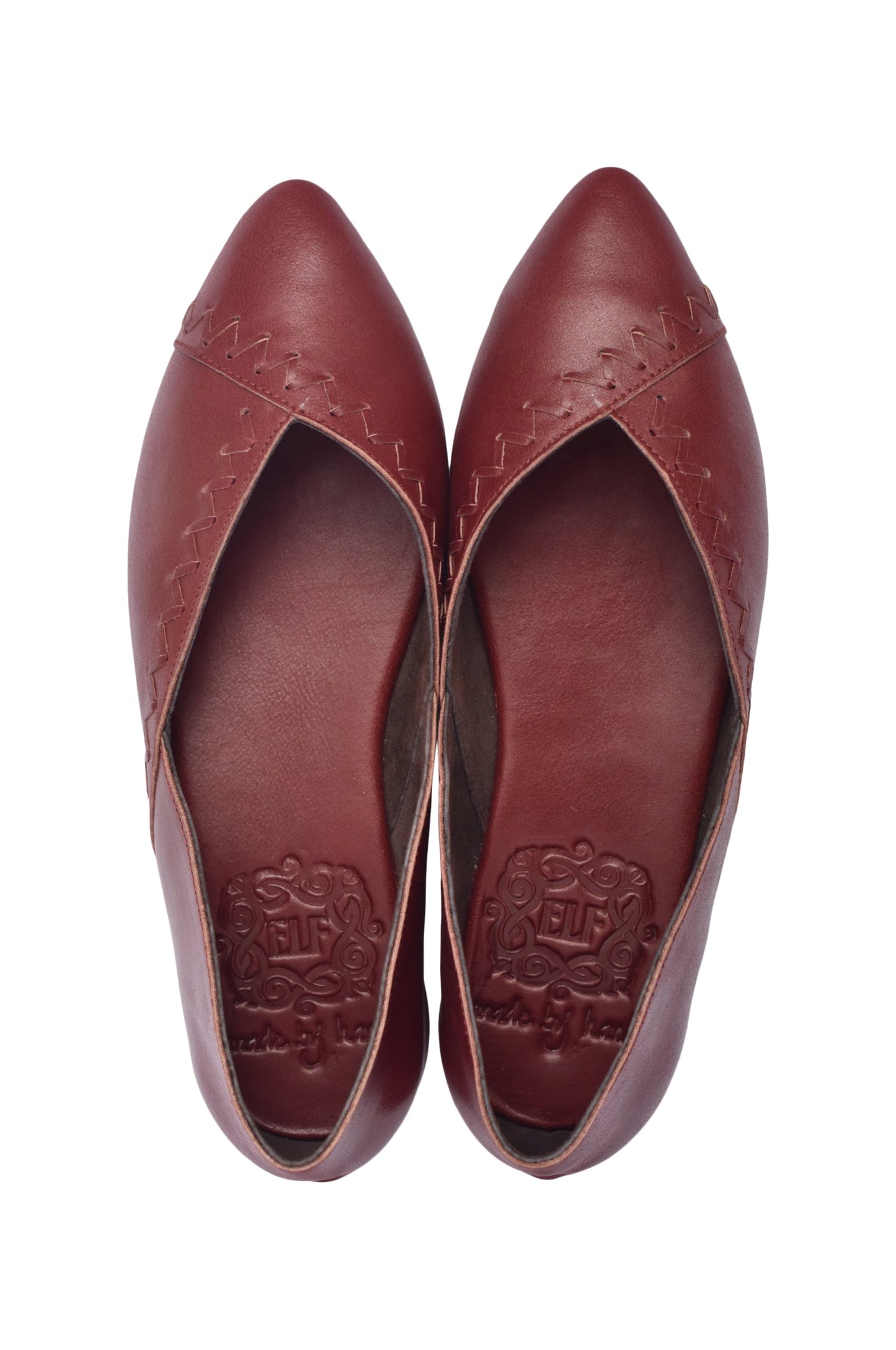 Elle Pointy Toe Leather Ballet Flats by ELF