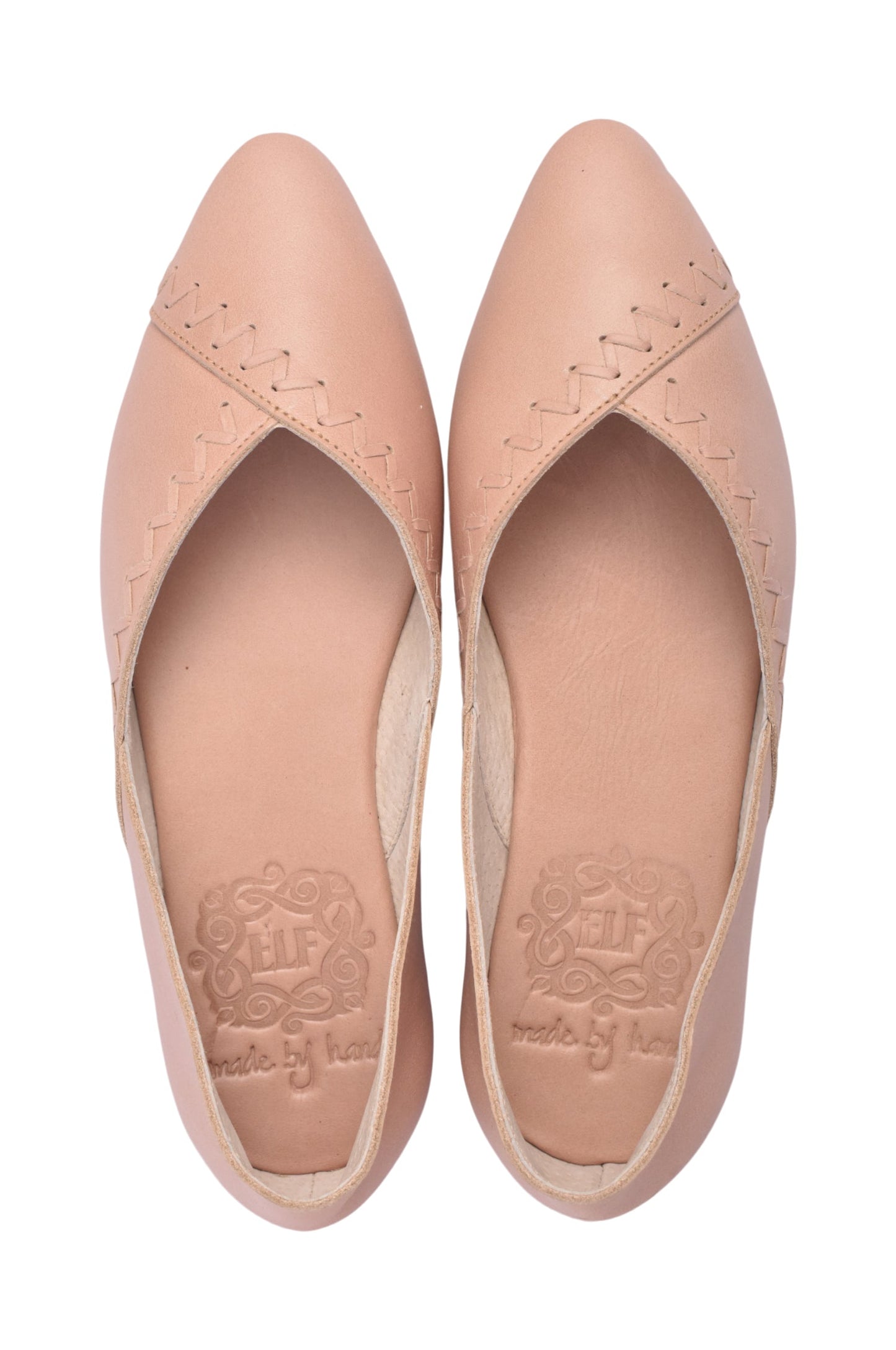 Elle Pointy Toe Leather Ballet Flats by ELF