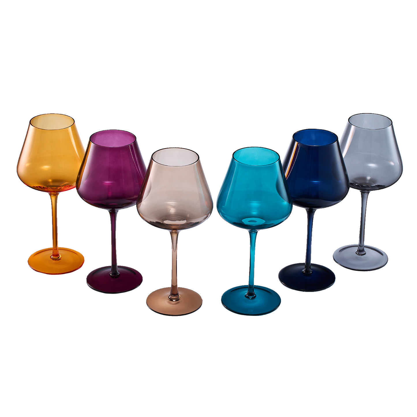 Jewel Colored Crystal Wine Glass Set of 6- 20 oz