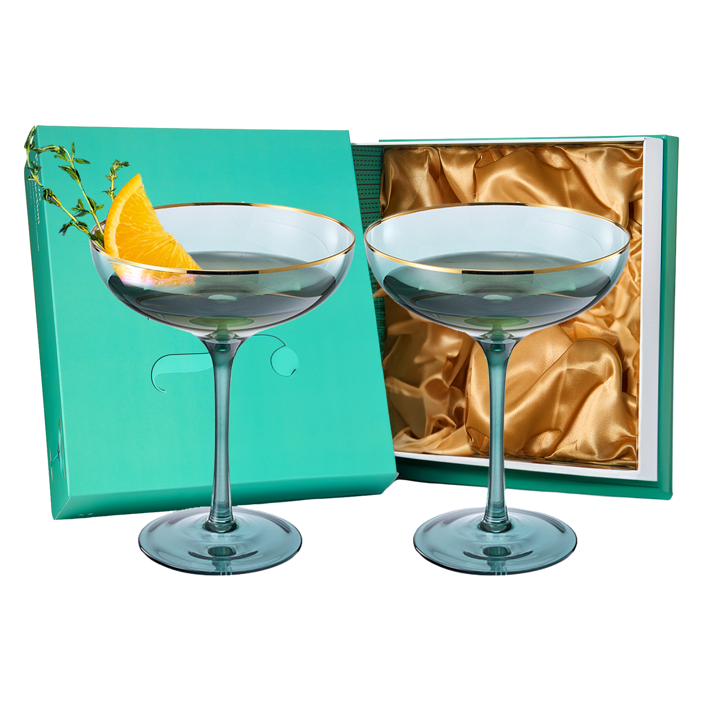 Gilded Coupe Rim Wine Glassware Set of 2 - 9oz