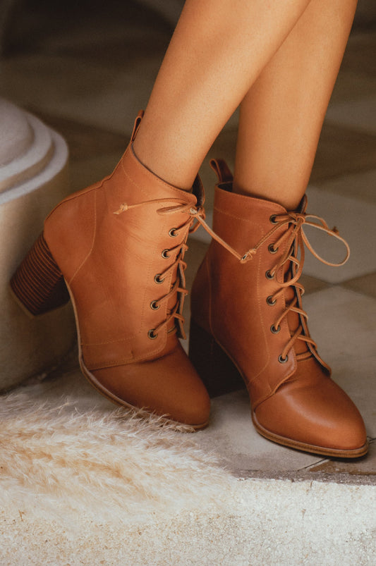 Giselle Leather Heel Booties by ELF