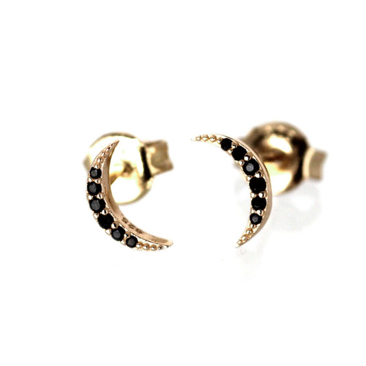 14k Black Diamond Moon Earrings by VicStoneNYC Fine Jewelry