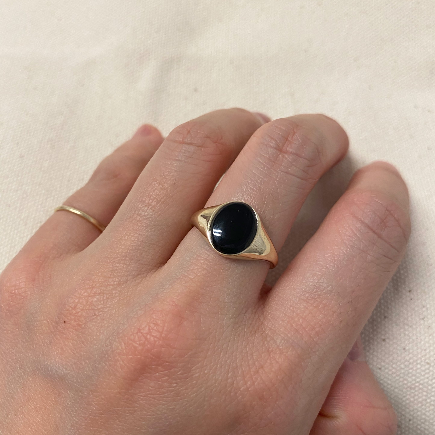 10k Gold Black Oval Onyx Ring by VicStoneNYC Fine Jewelry